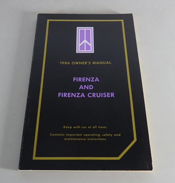 Owner´s Manual / Handbook Oldsmobile Firenza & Firenza Cruiser Models Stand 1986