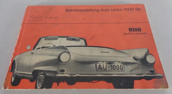 Betriebsanleitung / Handbuch Auto Union DKW 1000 SP Coupé + Roadster 01/1964