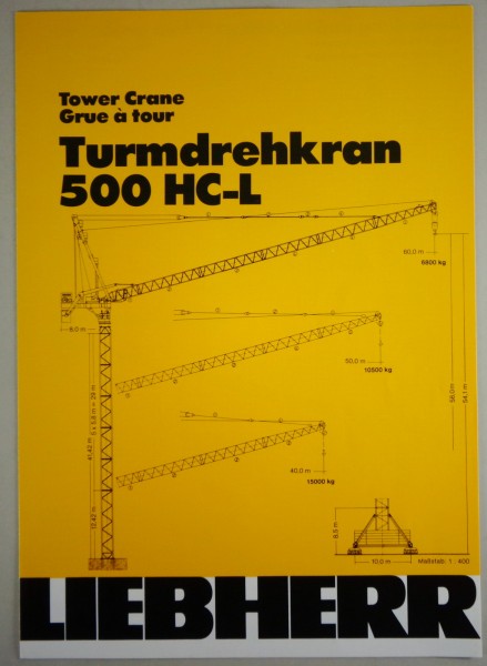 Datenblatt / Data sheet Liebherr „ Turmdrehkran 500 HC-L" Stand 02/1986