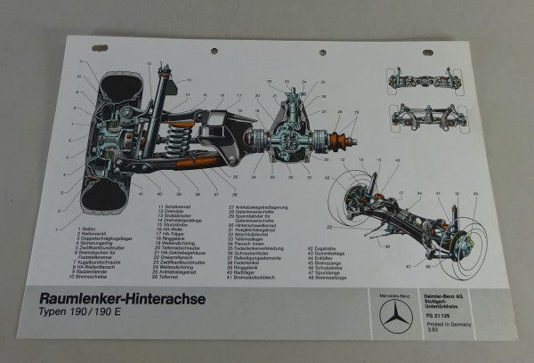 Schnittbild Mercedes-Benz W201 Raumlenker-Hinterachse im 190 / 190 E von 3/1983