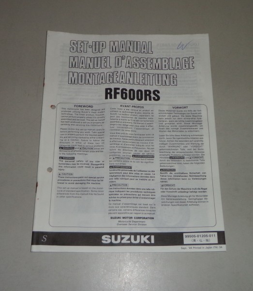 Montageanleitung / Set Up Manual Suzuki RF 600 R Stand 09/1994