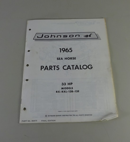 Teilekatalog OMC Johnson Outboards 33 PS Models von 1965