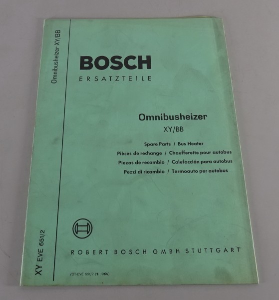 Teilekatalog Bosch Omnibusheizer XY / BB von 07/1964