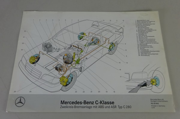 Schnittbild Mercedes-Benz C-Klasse C 280 W202 Zweikreis-Bremsanlage von 03/1993