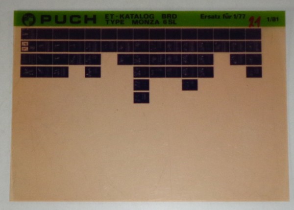 Microfich Ersatzteilkatalog Puch Monza 6 SL Stand 01/81