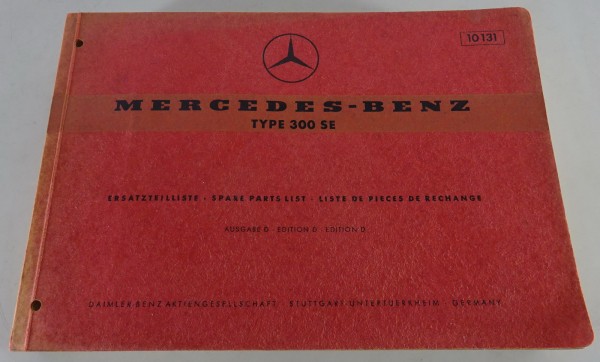 Teilekatalog / Spare Parts List Mercedes Benz 300 SE W112 Heckflosse von 06/1967