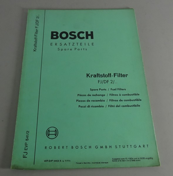 Teilekatalog Bosch Kraftstoff-Filter FJ/DF 2/.. Stand 04/1964
