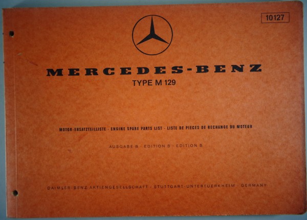 Teilekatalog Mercedes Benz Motor M129 für W108 250 SE Stand 11/1965