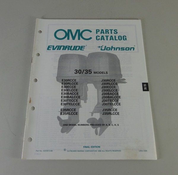 Teilekatalog Johnson Evinrude Außenborder / Outboards 30 / 35 Models von 5/1988