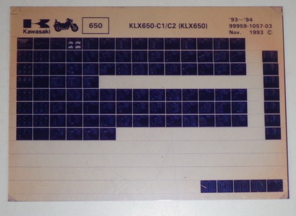 Microfich Ersatzteilkatalog Kawasaki KLX 650 KLX 650 C1/C2 Model 93-94 von 11/93