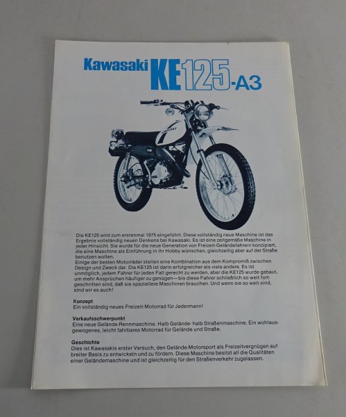 Prospekt / Broschüre Kawasaki KE125-A3