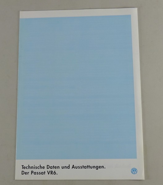 Prospekt VW Passat B4 VR6 Technische Daten und Ausstattungen von 08/1993