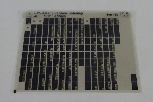 Microfich Werkstatthandbuch Mercedes G-Modell W460 Rahmen, Federung, Achsen 1980