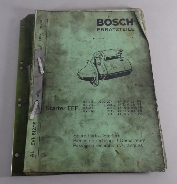 Teilekatalog Bosch Anlasser / Starter EEF... / EF... von 11/1969