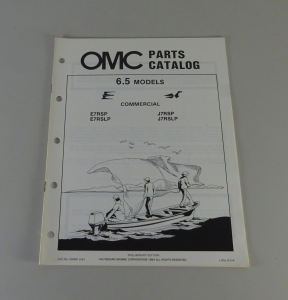 Teilekatalog OMC Evinrude / Johnson Outboards 6.5 PS Models Stand 08/1983