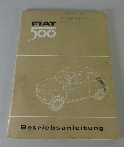 Betriebsanleitung / Handbuch Fiat 500 Typ 110 F Stand 02/1965