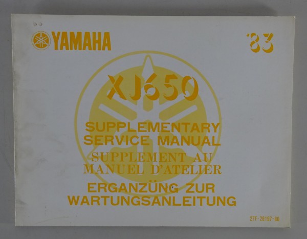 Werkstatthandbuch Nachtrag Yamaha XJ 650 Modelljahr 1983