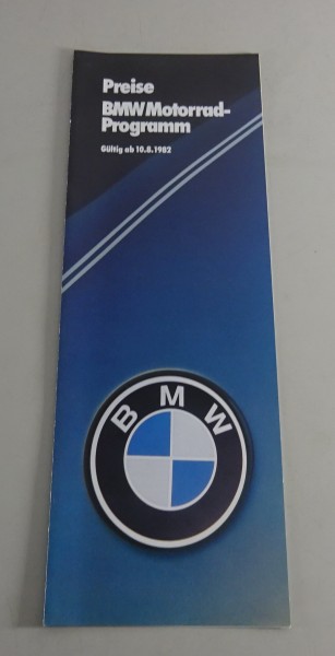 BMW Motorrad-Programm + Preise mit BMW R45, R65, R80, R100 gültig ab 08/1982