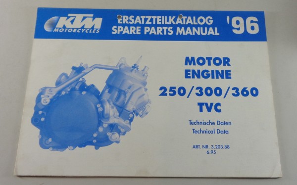 Teilekatalog Motor KTM 250 / 300 / 360 TVC Modelljahr 1996 Stand 06/1995