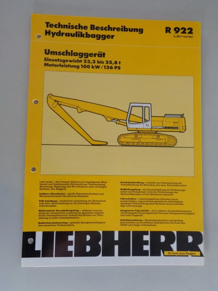 Datenblatt / Technische Beschreibung Liebherr Hydraulikbagger R 922 von 07/1993