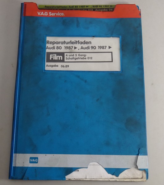 Microfich Werkstatthandbuch Audi 80 / 90 Typ 89 B3 Getriebe 012 4 + 5 Gang, 1987