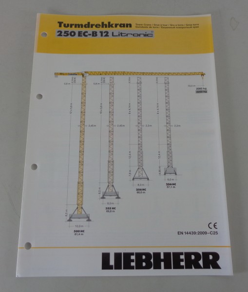 Datenblatt Liebherr Turmdrehkran 250 EC-B 12 Litronic von 01/2010