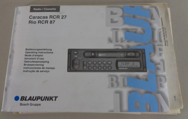 Betriebsanleitung Blaupunkt Autoradio Caracas RCR 27 / Rio RCR 87 von 2/1998