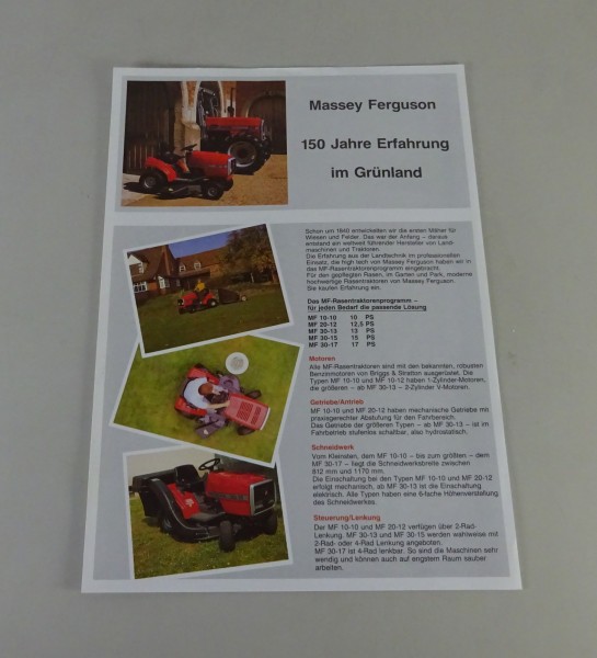 Prospektblatt / Broschüre Massey Ferguson / MF Rasenmäher-Programm Stand 1991