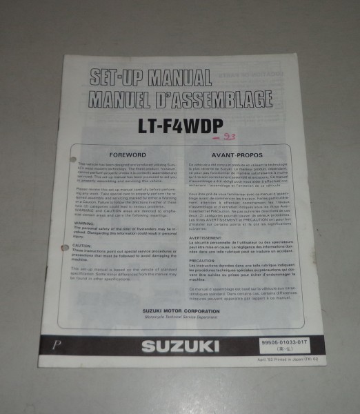 Montageanleitung / Set Up Manual Suzuki LT-F4 WD Stand 04/1992