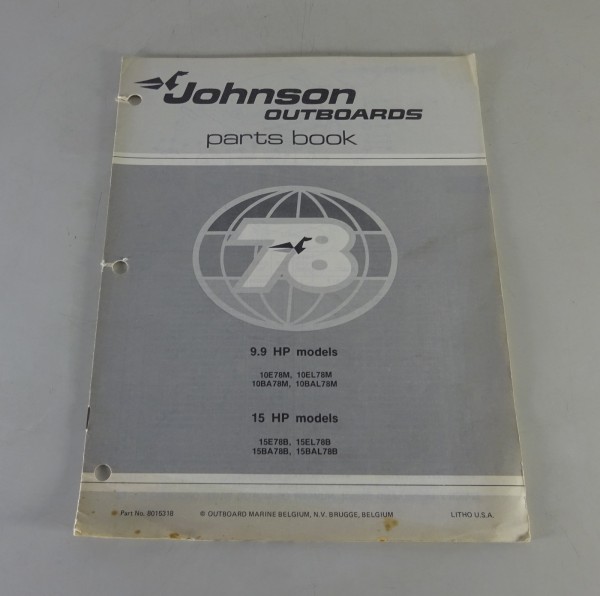 Teilekatalog Johnson Outboards 9.9 / 15 PS Models Stand 1978