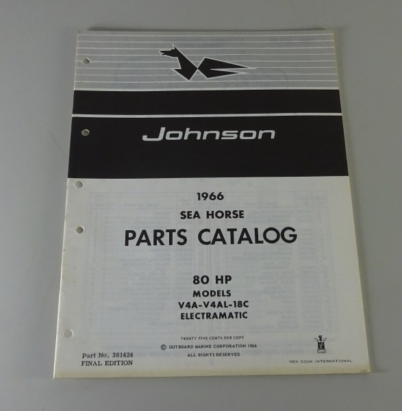 Teilekatalog OMC Johnson Outboards 80 PS Models von 1966