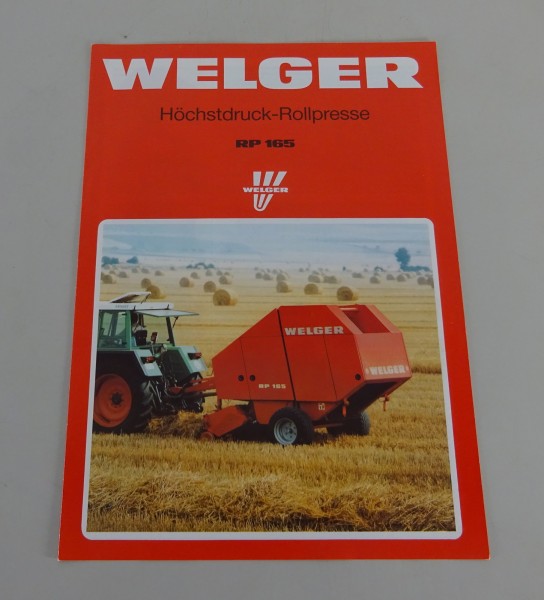 Prospekt / Broschüre Welger Höchstdruck-Rollpressen RP 165 Stand 09/1990