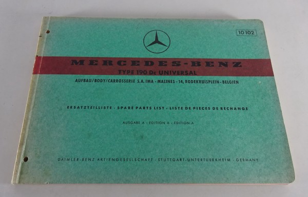 Teilekatalog Aufbau Mercedes-Benz W110 190 Dc Universal Heckflosse Stand 07/1965