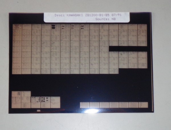 Microfich Ersatzteilkatalog Kawasaki ZG 1200 B1-B5 Model 1987-91 Stand 91