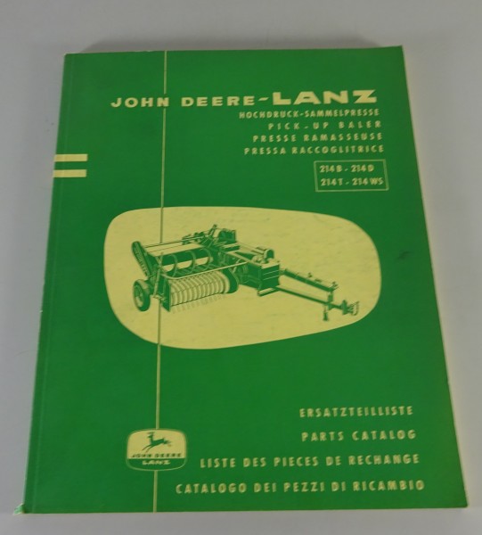 Teilekatalog John Deere Lanz Hochdruck Sammelpresse 214