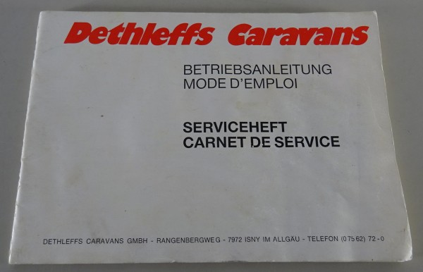 Betriebsanleitung + Scheckheft Dethleffs Wohnwagen / Caravans Stand 09/1985