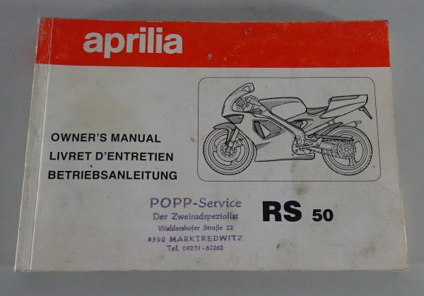 Betriebsanleitung / Handbuch Aprilia RS 50 ab Baujahr 2001