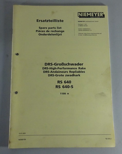 Teilekatalog / Spare Parts List Niemeyer DRS-Großschwader RS640 / -S ab 11/1999