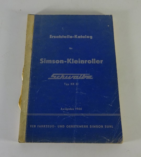 Teilekatalog / Ersatzteillist Simson Schwalbe KR 51 Stand 06/1966