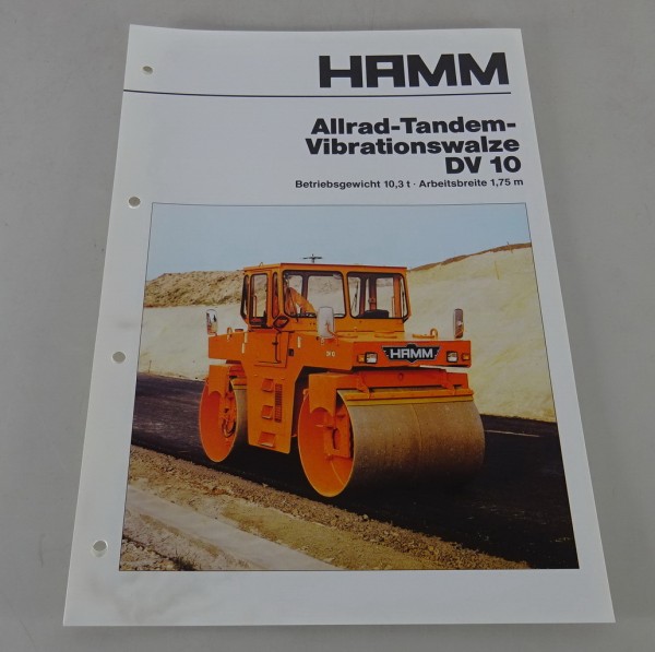 Prospekt / Broschüre HAMM Allrad-Tandem-Vibrationswalze DV 10 Stand 02/1987
