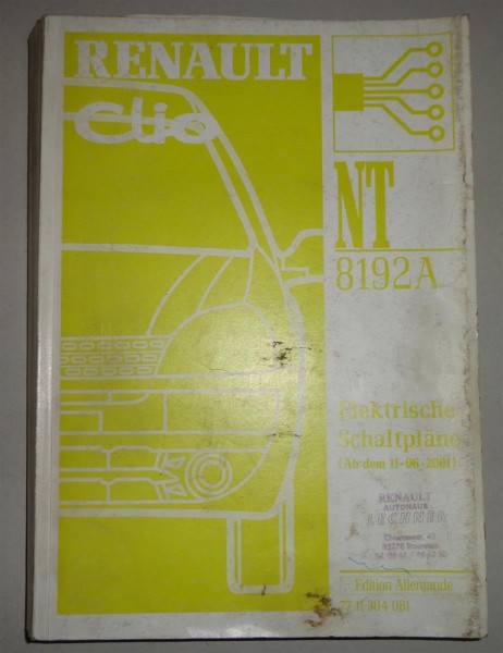Werkstatthandbuch Elektrik / Elektrische Schaltpläne Renault Clio 06/2001