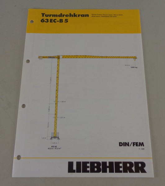 Datenblatt / Technische Beschreibung Liebherr Turmdrehkran 63 EC-B 5 von 11/2005