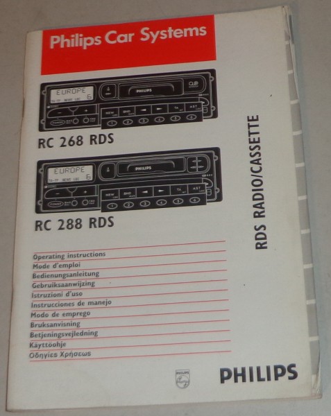 Betriebsanleitung Philips Autoradio RC 268 RDS / RC 288 RDS Stand 03/1996