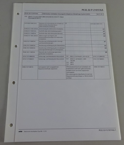 Schaltplan Mercedes-Benz W204 Adaptives Dämpfungs-System CODE (483) | 12/10