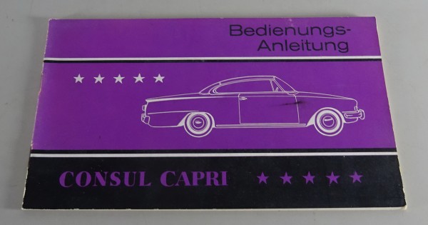 Betriebsanleitung / Handbuch Ford Consul Capri Stand 01/1962