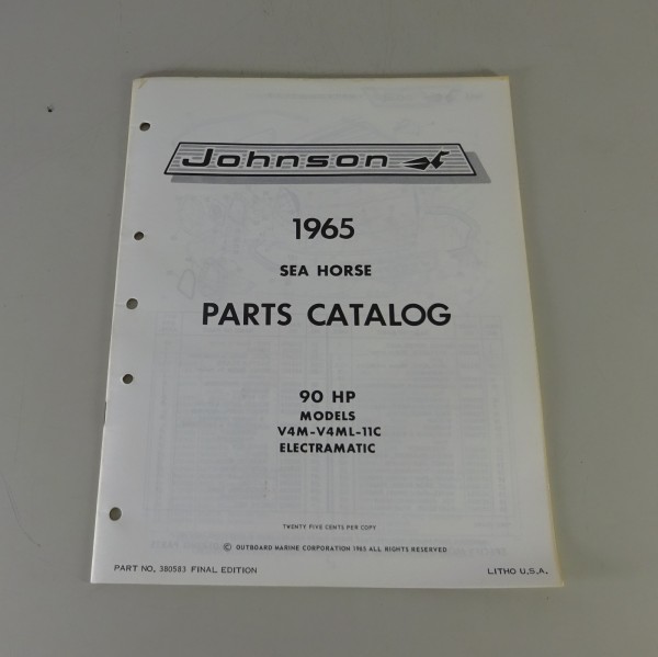 Teilekatalog OMC Johnson 90 PS Models von 1965