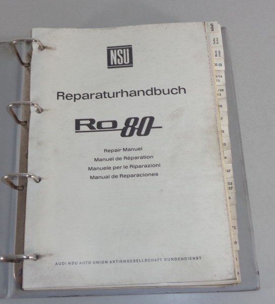 Werkstatthandbuch / Reparaturhandbuch Audi NSU RO 80 Stand 04/1971