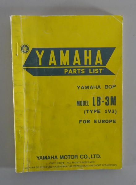 Teilekatalog / Spare Parts list Yamaha BOP Model LB 3M Typ 1V3 Stand 12/1976