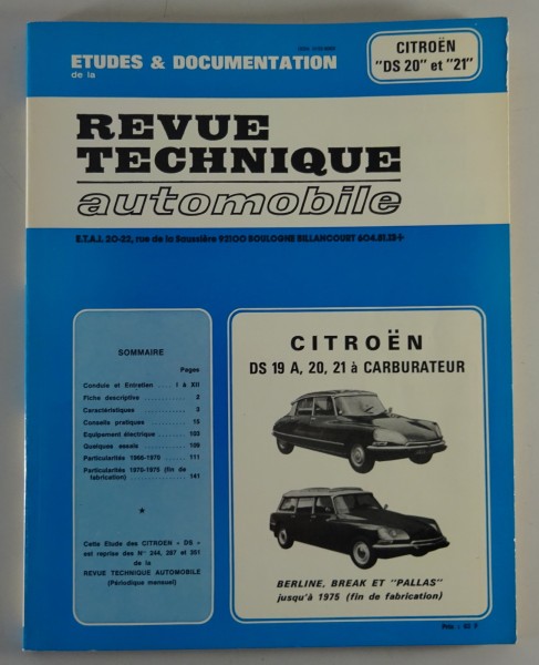 Reparaturanleitung Revue Technique Citroen Serie DS + Break, Berline MJ: 1966-75
