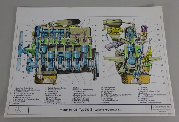 Schnittbild Mercedes-Benz Motor M 108 in 250 S W108 Stand 02/1967